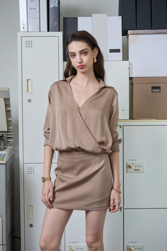 Victoria Caramel Nude Wrap Dress
Caramel Nude