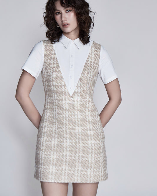 Helena Milk Tea Tweed Dress
Milk Tea Tweed