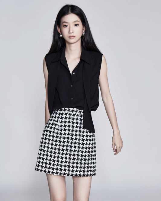 Iris Scarf-Detail Sleeveless Shirt Midnight