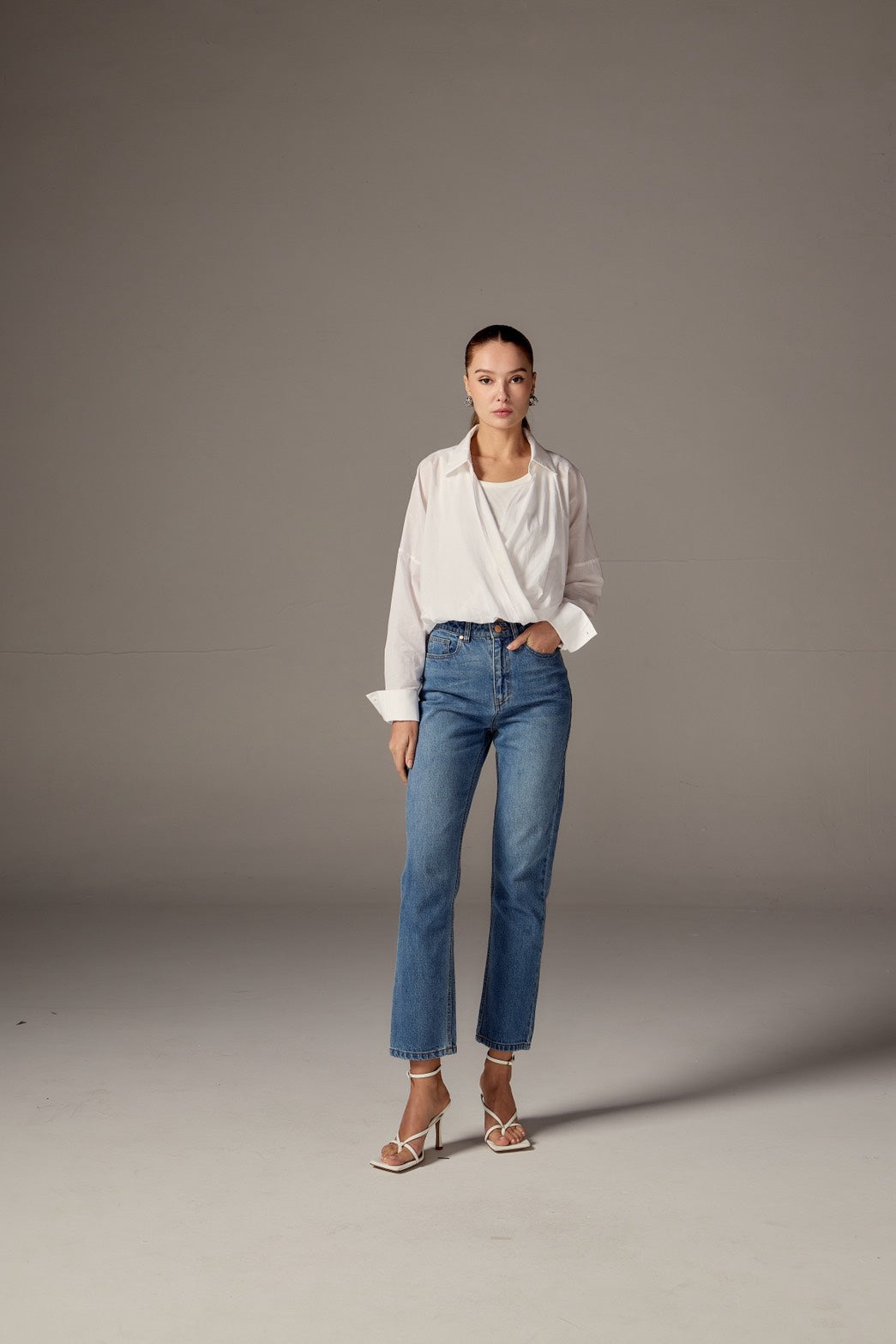 Alba Layered-White Onepiece Shirt White Modern