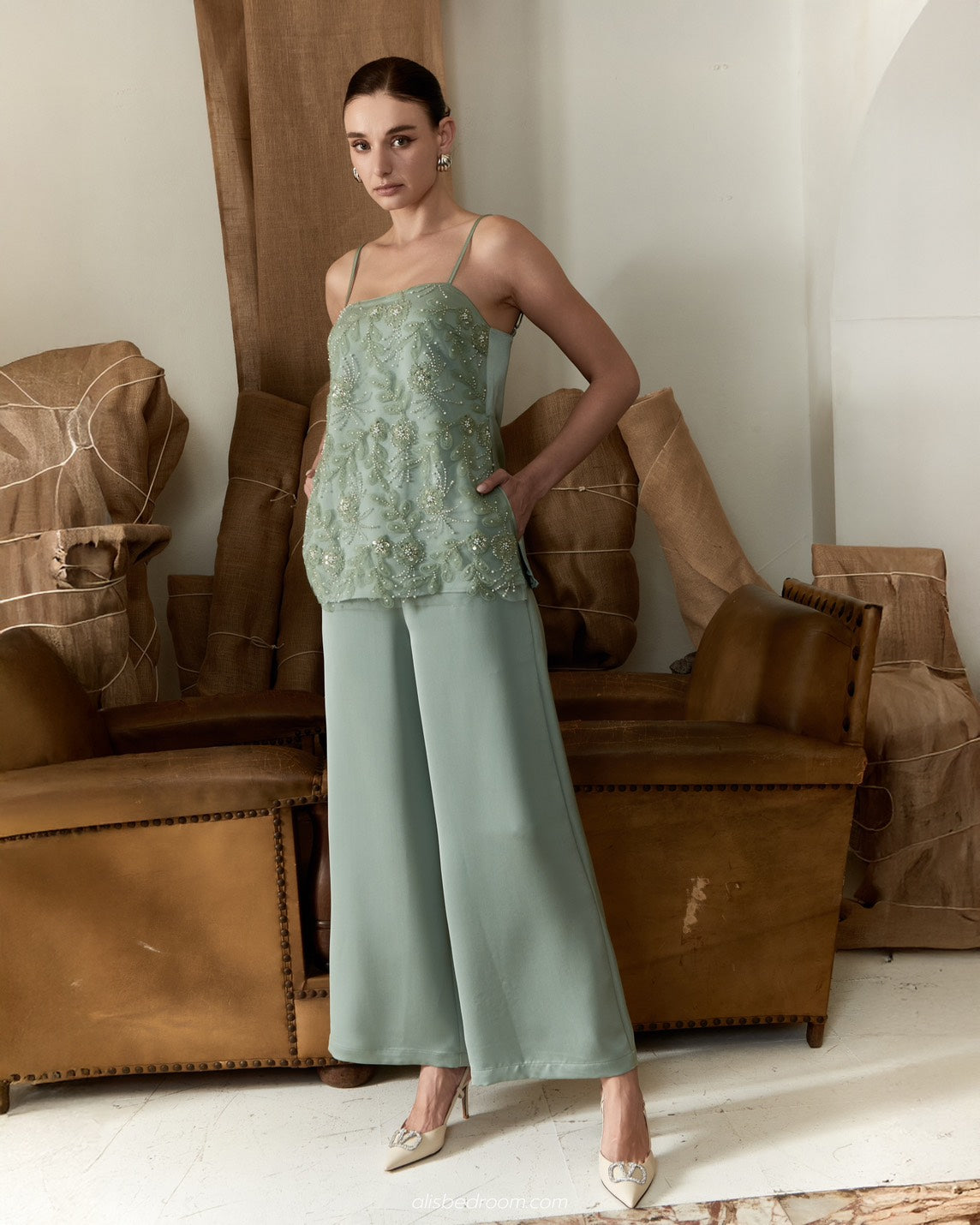Lewis embroidered top Alis classic pants