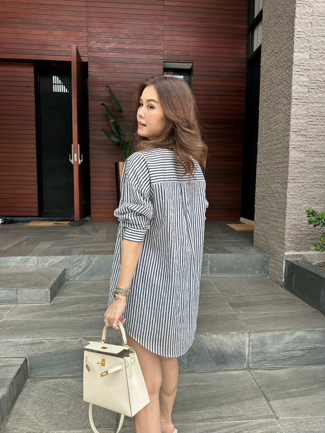 Stripe Shirt Romper