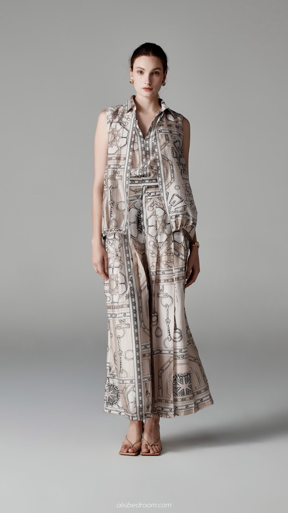 Ottoline Printed Sleeveless Tunic Ottoline Wide-Leg Trousers