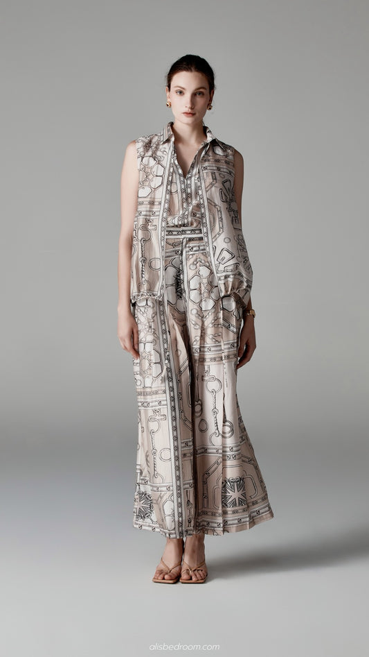 Ottoline Printed Sleeveless Tunic Ottoline Wide-Leg Trousers