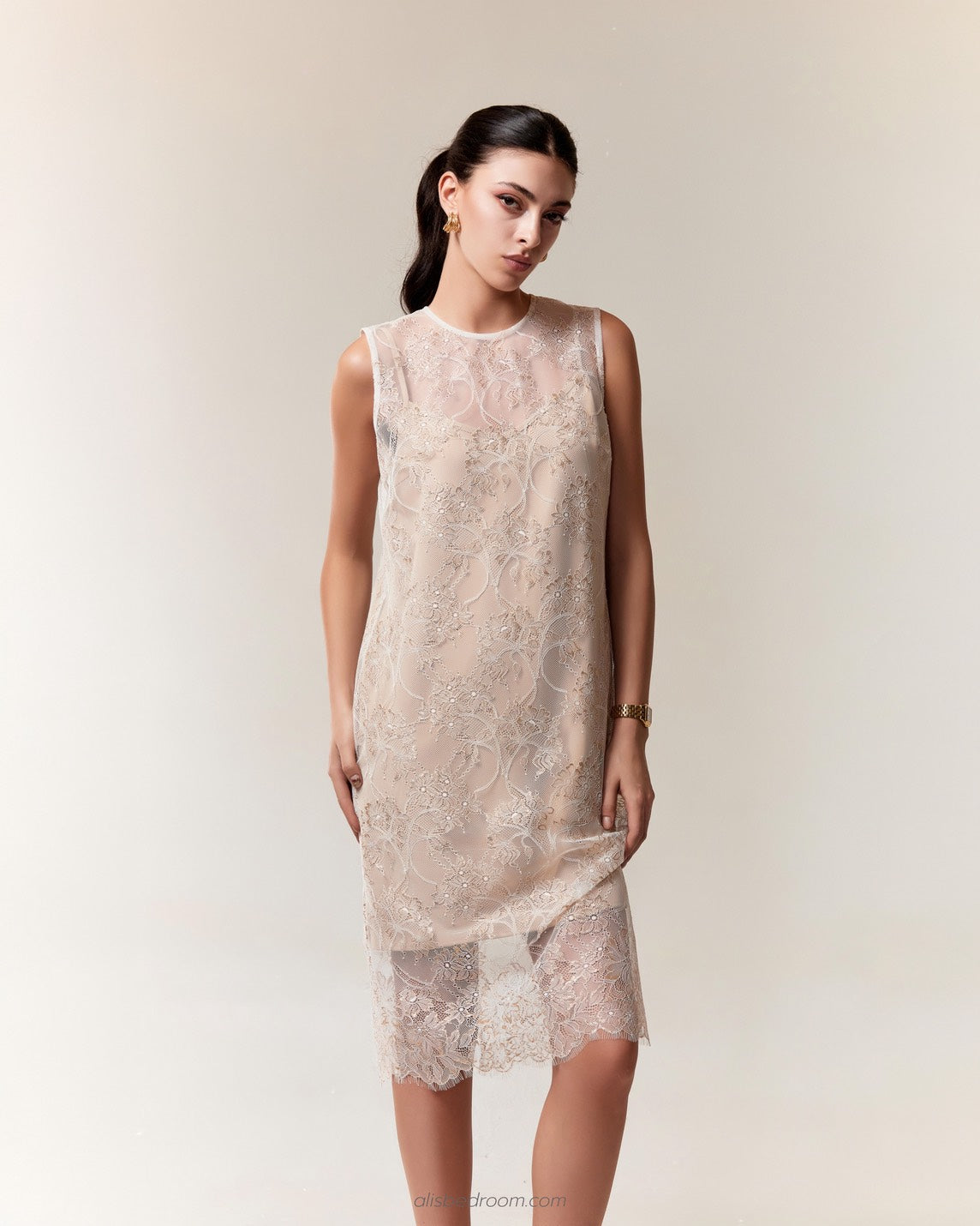 Calliope Crystal Lace Dress Coquille Lace