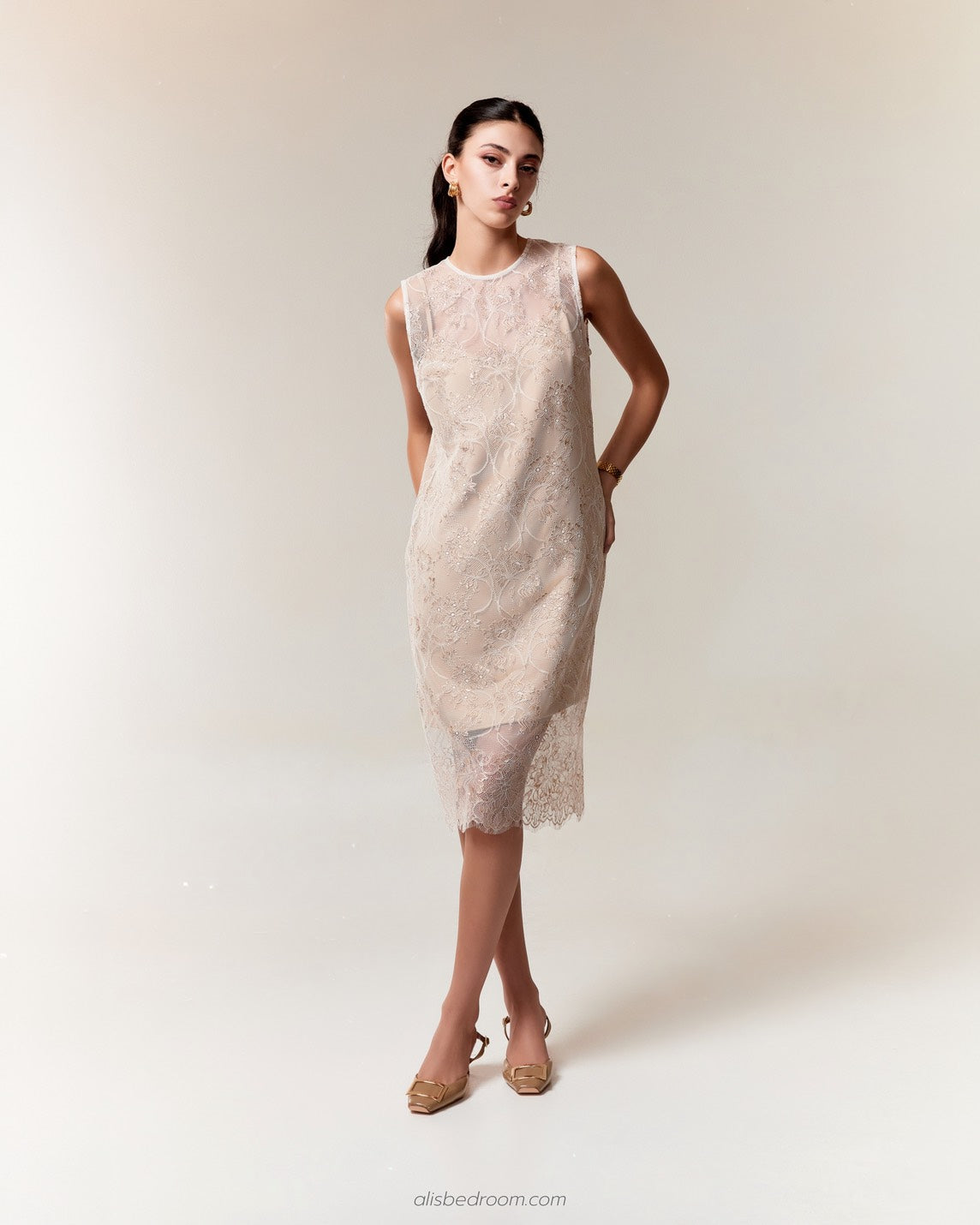 Calliope Crystal Lace Dress Coquille Lace