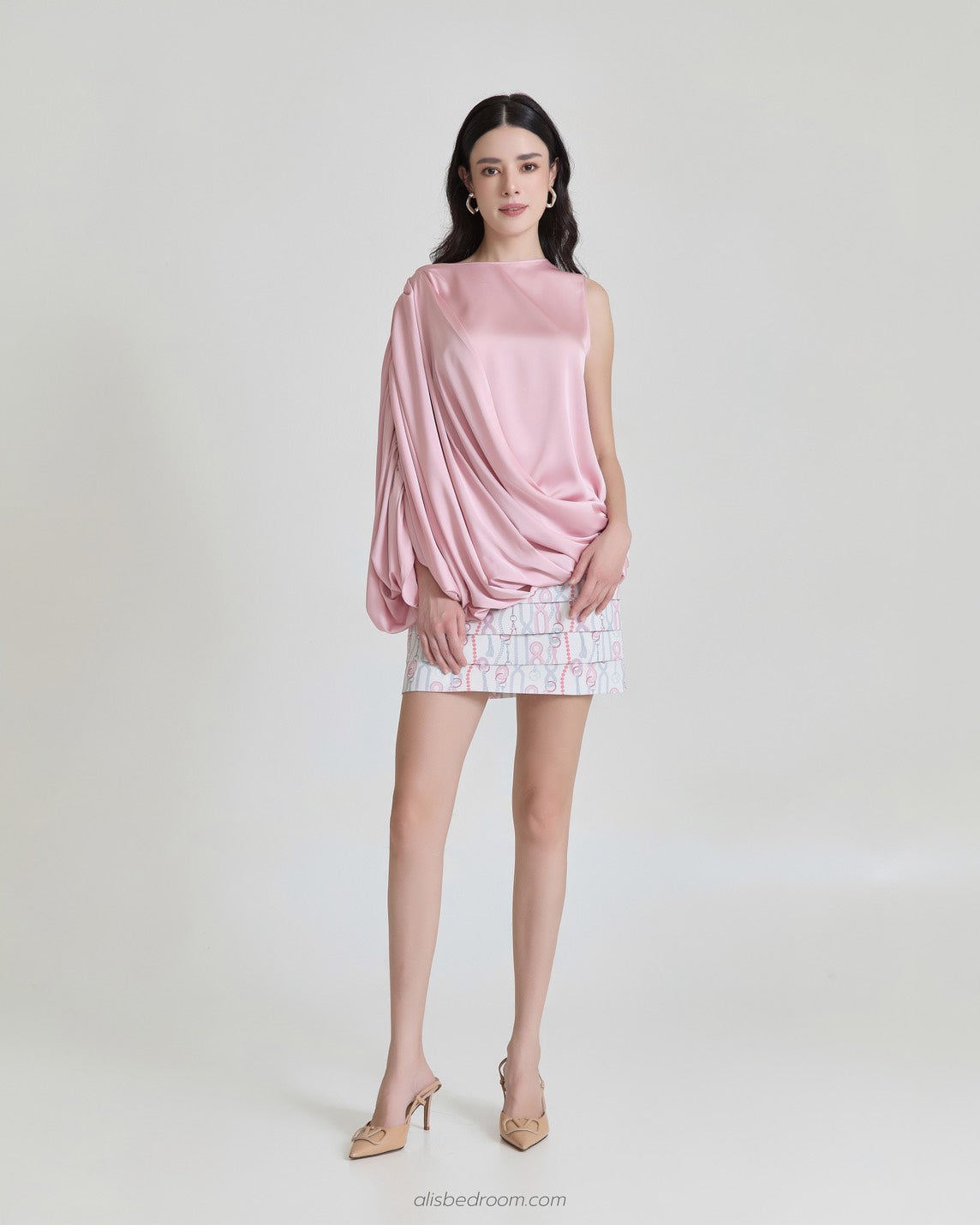 Cotton cloud long sleeve shirt Pink dawn clouds blouse Sweet chain layered skirt (shipped on 27/07/2026 )