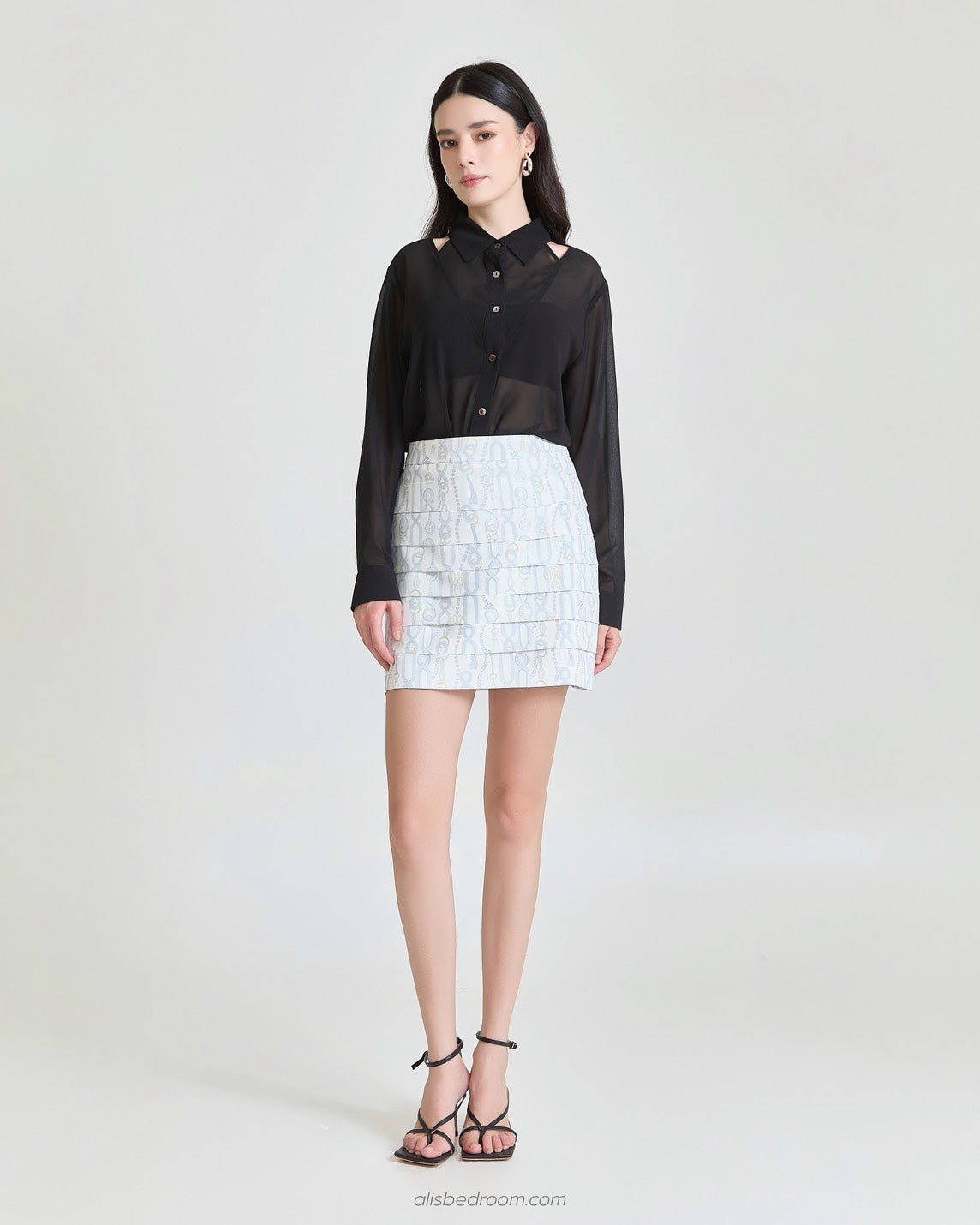 Cotton cloud long sleeve shirt Pink dawn clouds blouse Sweet chain layered skirt  (shipped on 27/07/2026 )