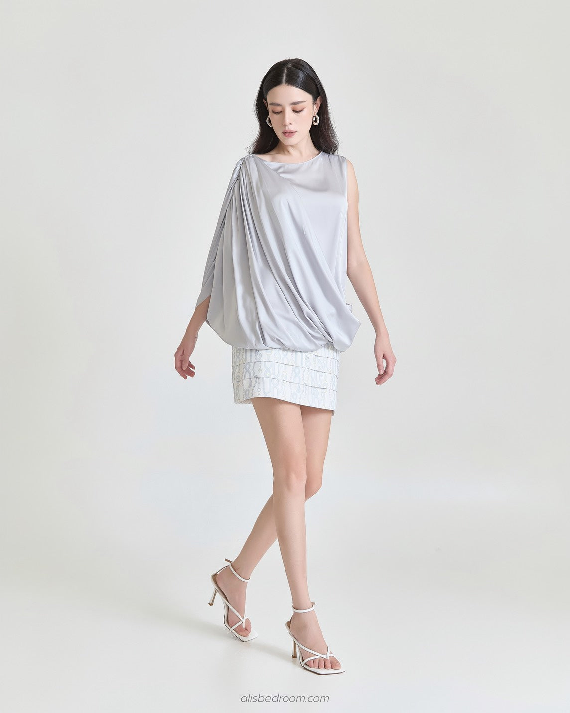 Cotton cloud long sleeve shirt Pink dawn clouds blouse Sweet chain layered skirt (shipped on 27/07/2026 )